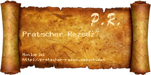 Pratscher Rezső névjegykártya